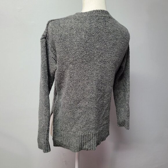 Pink Clover Sweater Gray Womens Small Split Side Long Sleeve Knit Fall Warm - Picture 5 of 9